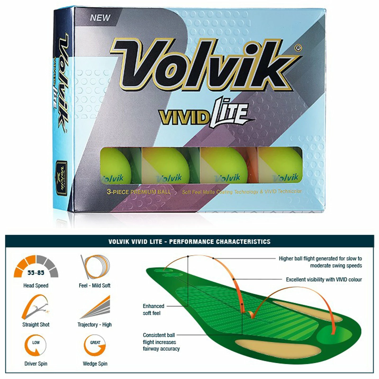 Volvik Vivid LITE Golf Balls 9 Volvik Vivid LITE Golf Balls - Image 9